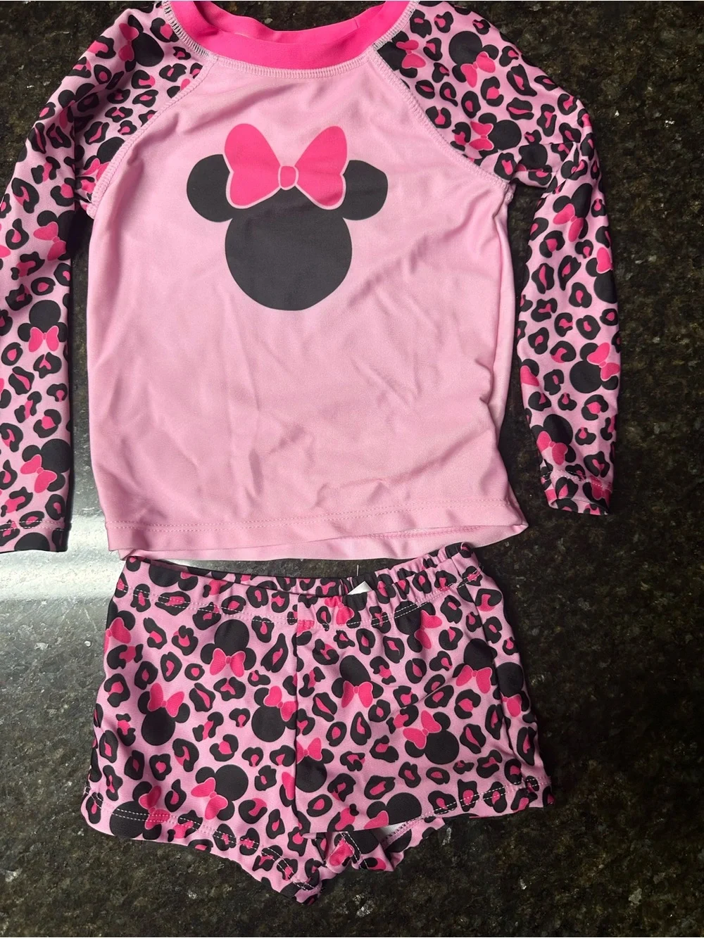 Girls Pink Minnie Mouse Two-Piece swim Set